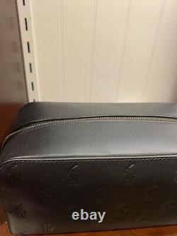 Nwt Polo Ralph Lauren Black Leather Embossed Pony Toiletry Bag Dopp Kit
