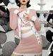 Pink Blanc Tricot Bouton Or Jupe Top Cardigan Veste Ensemble Costume Tenue 3 Pc