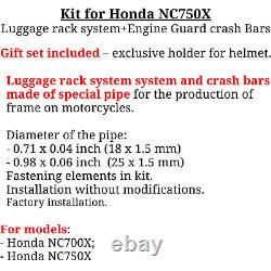 Pour Honda Nc750x Crash Bars Nc700x Rack Système De Bagages Nc750xa Nc700xa Kit, Bonus