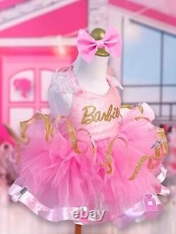 Robe Barbie pour la fête, tutu Barbie, tenue Barbie Robe Rose, Fête Rose