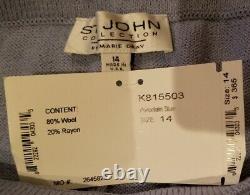 St. John White & Chambray Tweater & Blue Pantalon De Santana Taille D'aménagement Xl/14 T.n.-o.