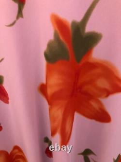 Tenue spéciale d'occasion Chrystiano longue en mousseline de soie rose avec motifs floraux, taille 12 UK, neuf avec étiquette, prix de vente conseillé de £295.