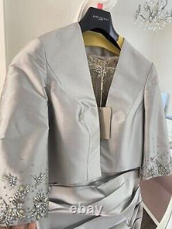 Veste de costume de mariage John Charles argentée ornée de broderies, tenue pour une occasion spéciale, taille 10, 38.