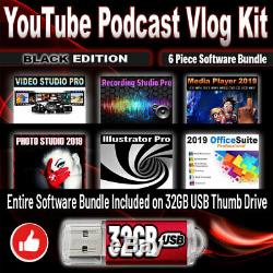 Youtube Podcast Vlog Business Kit Pro Noir Ed. Logiciel Et Bundle Broadcasting