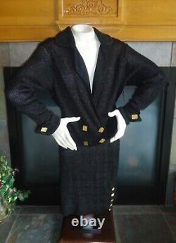 Zang Toi Vintage avec étiquettes ensemble 2 pièces pull en tricot noir métallique et jupe M/L.