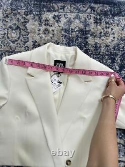 Zara Oyster Blanc Cropped Blazer & Jupe Co Ord Matching Set Outfit Taille M Bnwt