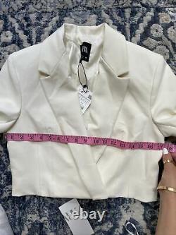 Zara Oyster Blanc Cropped Blazer & Jupe Co Ord Matching Set Outfit Taille S Bnwt