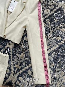 Zara Oyster Blanc Cropped Blazer & Jupe Co Ord Matching Set Outfit Taille S Bnwt